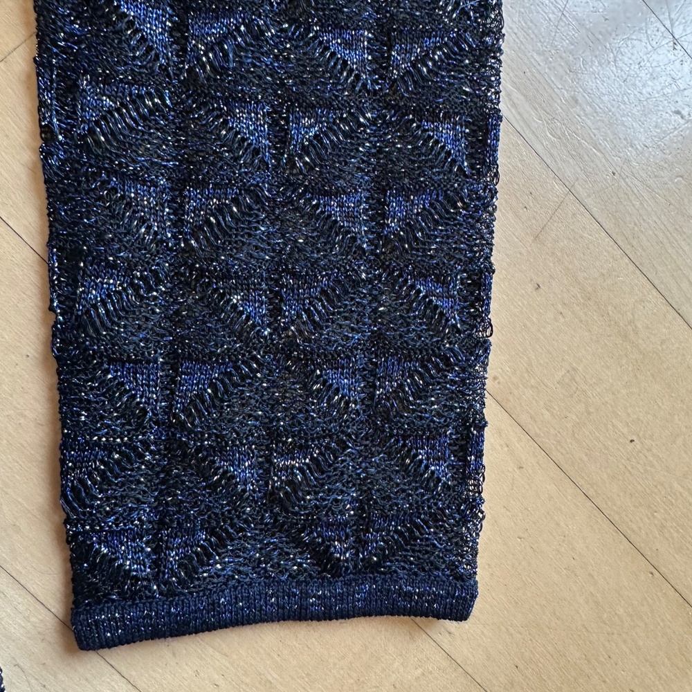 St. John Navy/Black shimmer open front cardigan, duster, SP, G1246 - Picture 4 of 6